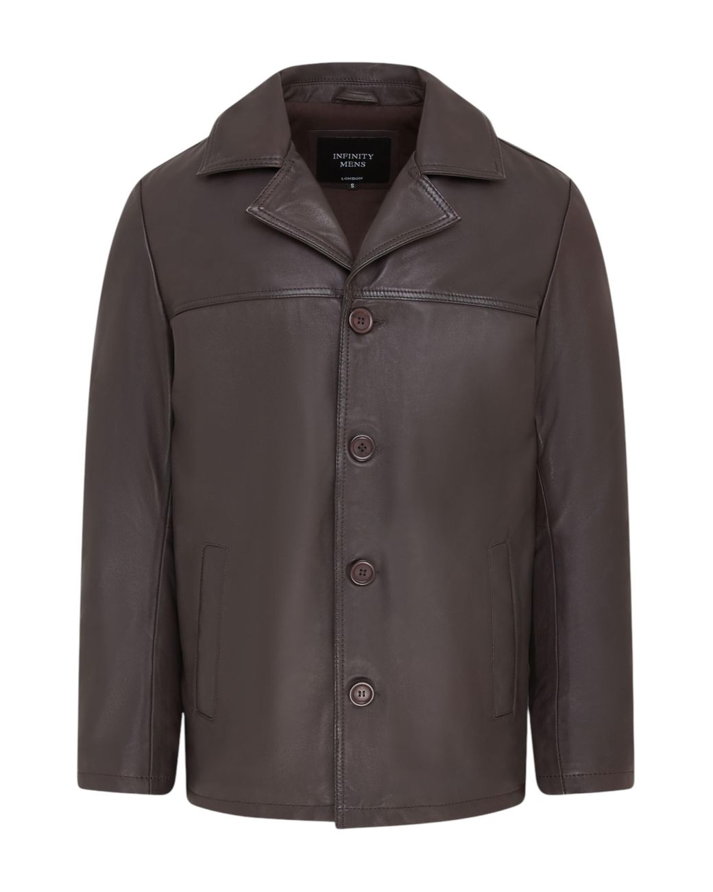 Infinity Leather Black 4 Button Italian Blazer Jacket for men