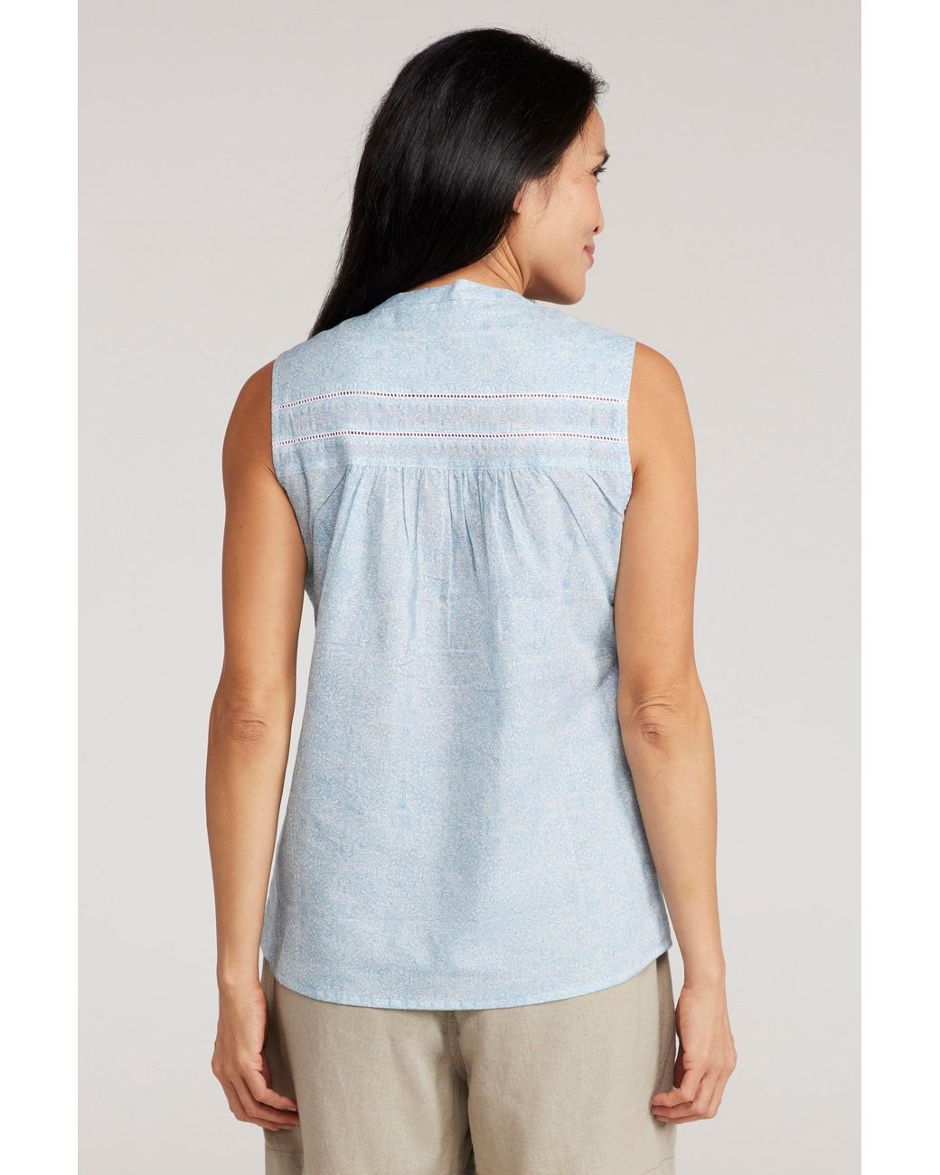 Mountain Warehouse Blue 'Petra' Sleeveless Shirt Cotton Button Neck Summer Top