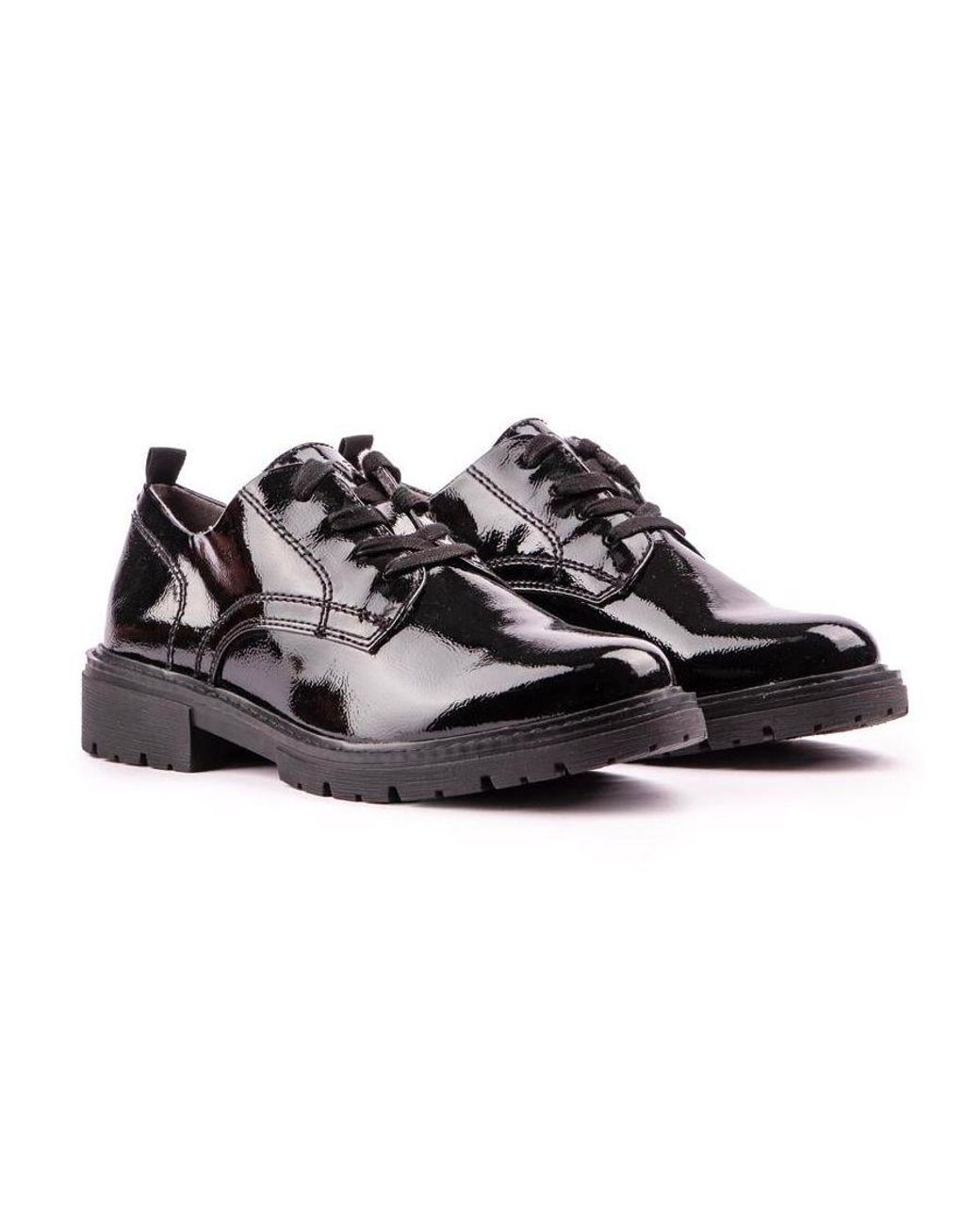 Jana Black Patent Derby Shoes