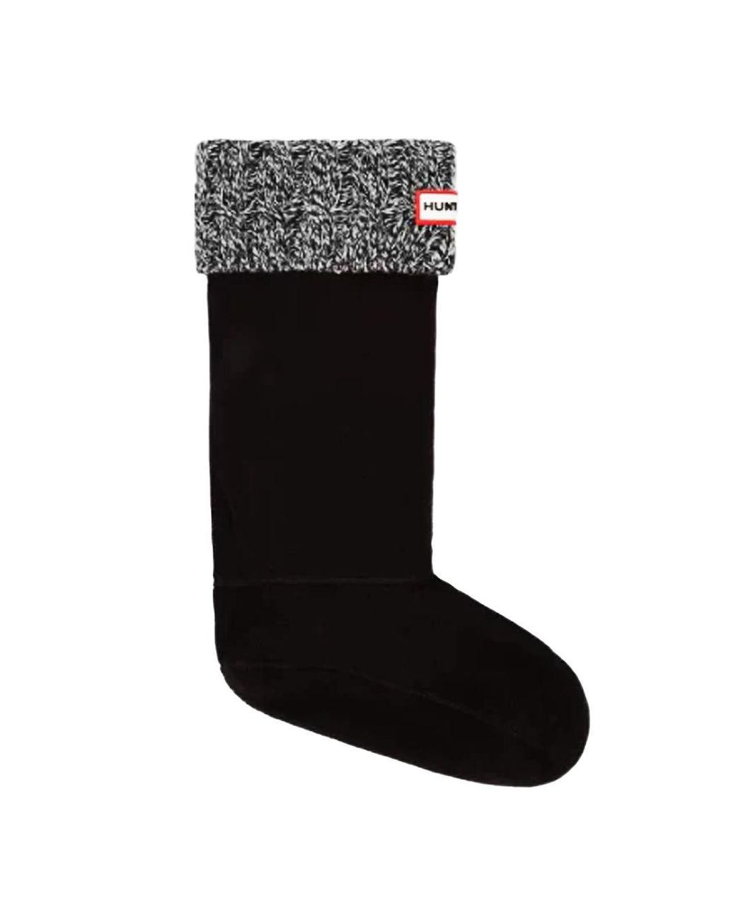 Hunter Black 6 Stitch Cable Knitted Tall Boot Socks for men
