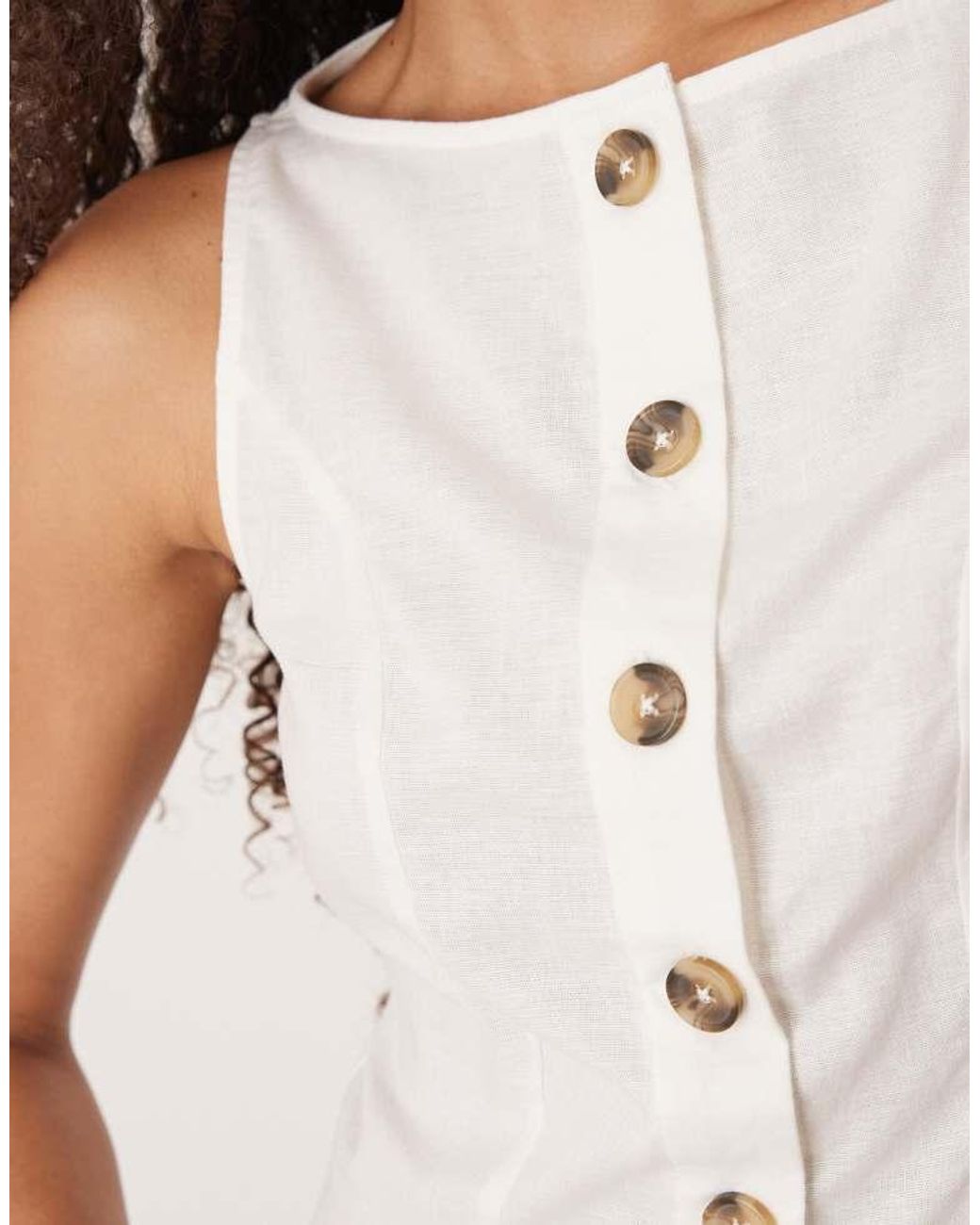 ASOS Natural Slash Neck Button Down Waistcoat Midi Dress