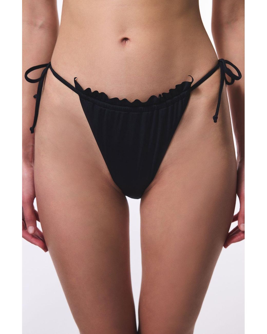 Penti Black Low-Waist Tie-Side Ruffle Bikini Bottoms