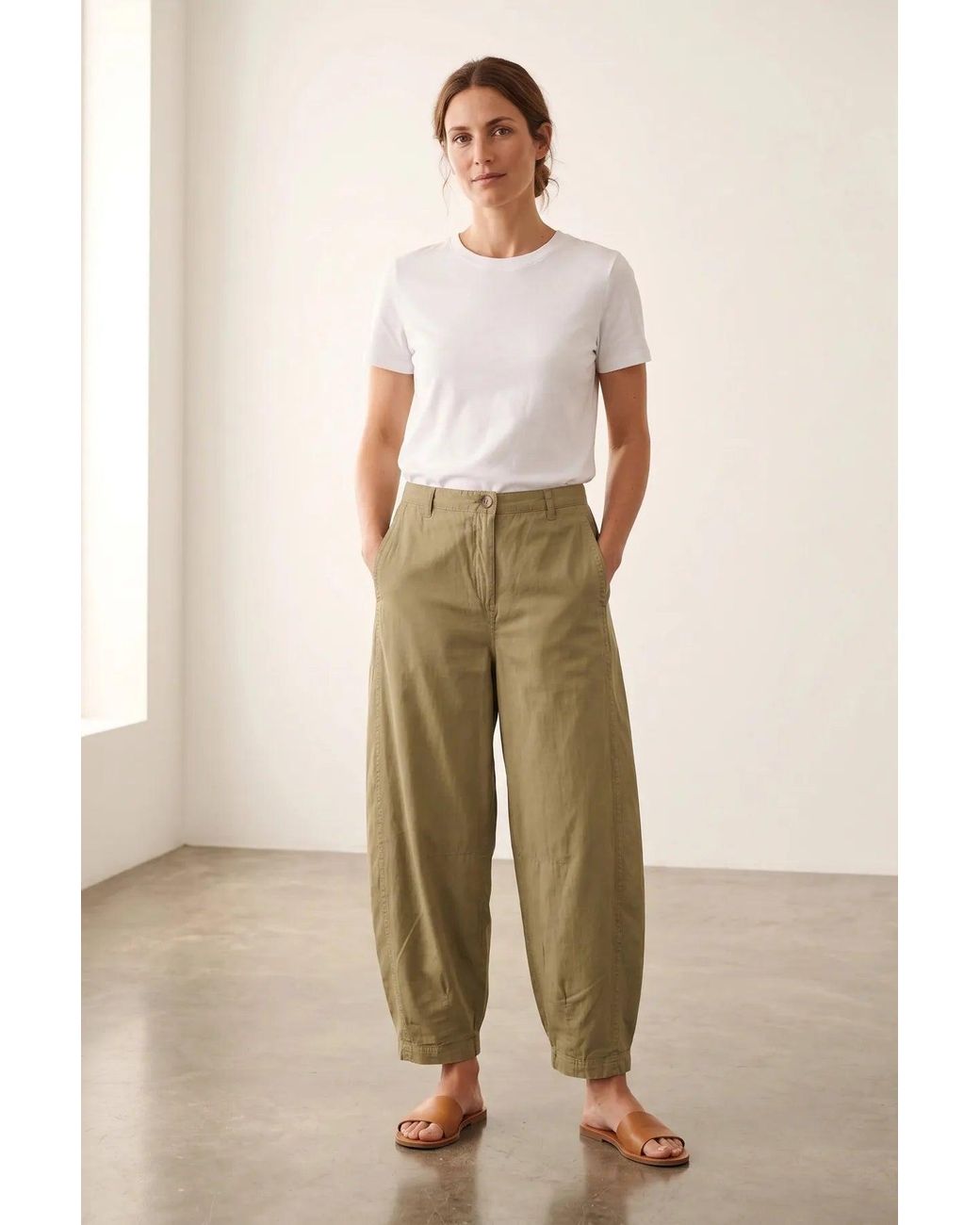 Secret Label Natural Linen Blend Barrel Leg Trousers