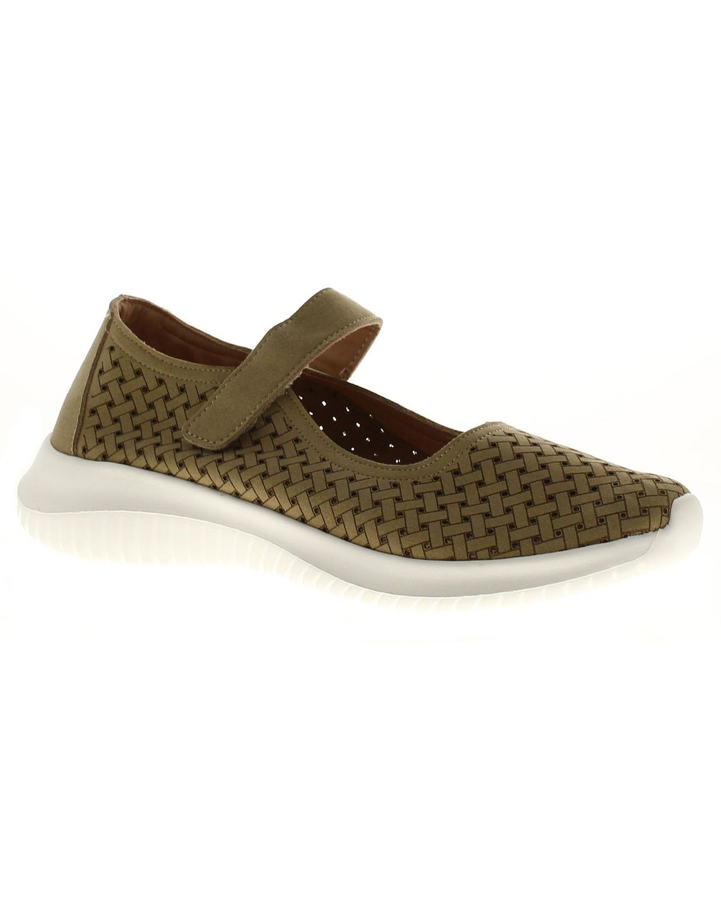 Platino Black Comfort Shoes Dalia Touch Fastening Khaki