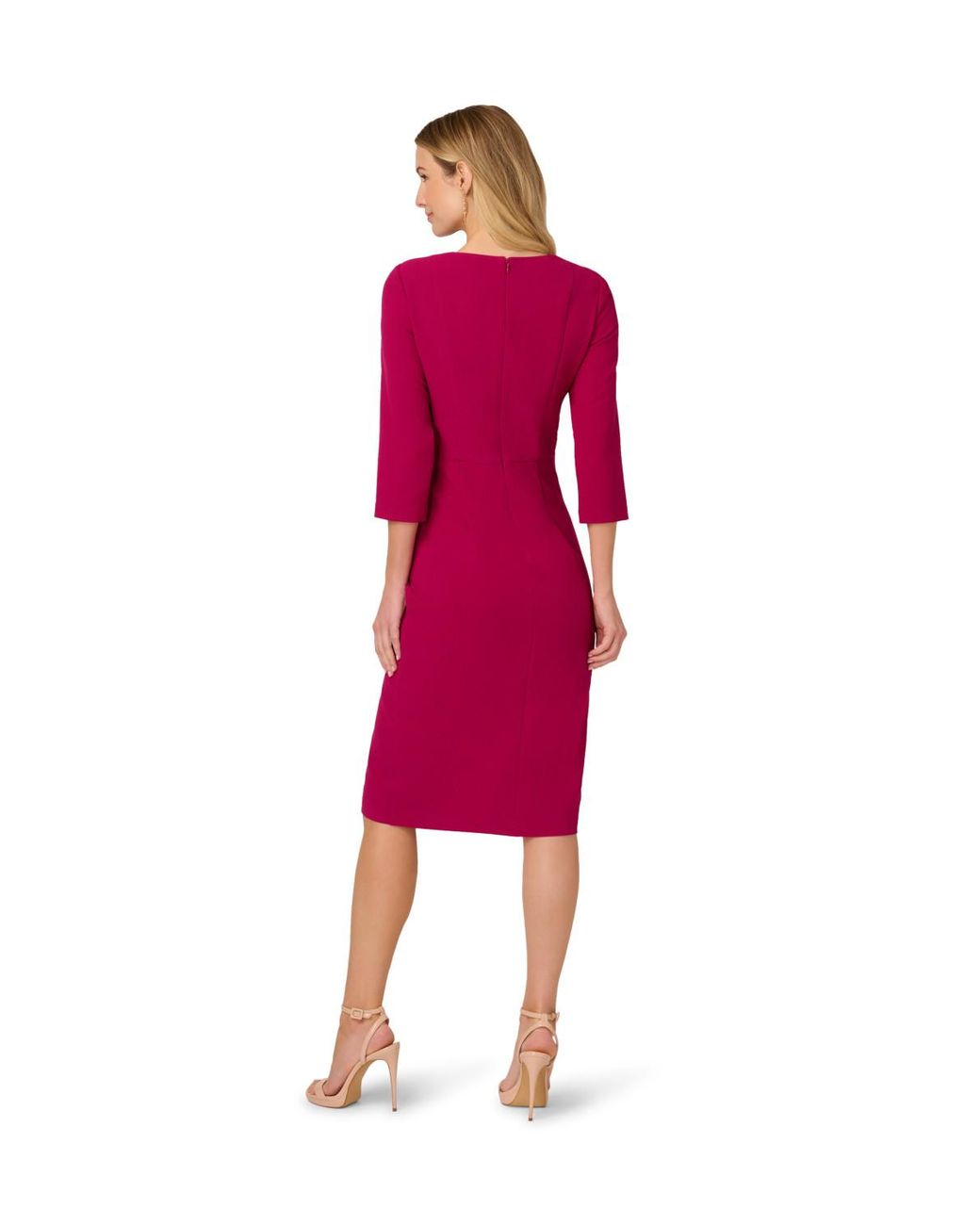 Adrianna Papell Red Beaded Midi Dress