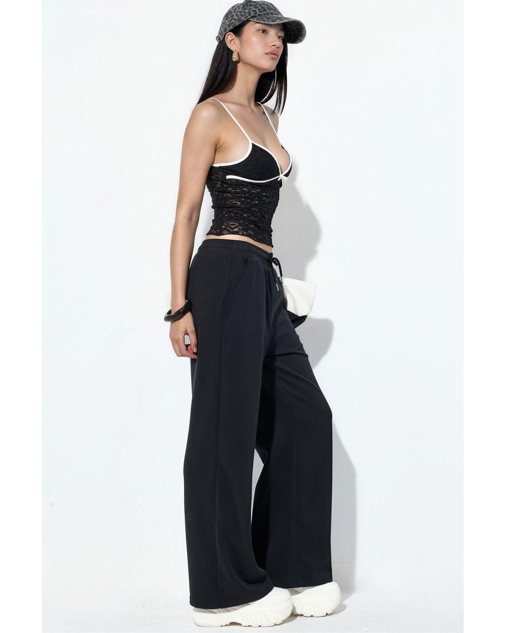 Busem Black Ribbed Drawstring Waist Pants