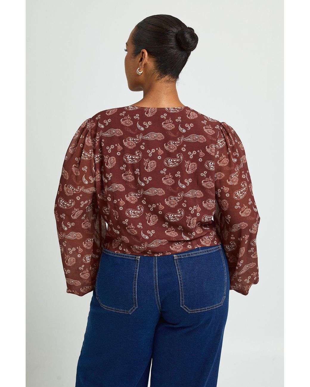 Boohoo Red Plus Paisley Tie Front Milkmaid Top