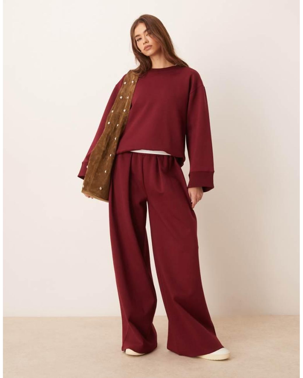 ASOS Red Interlock Super Wide Leg Trouser