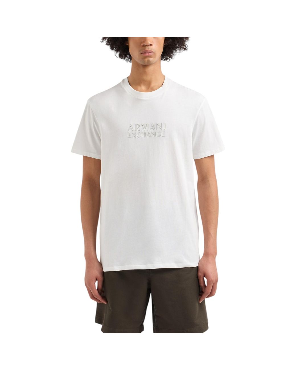 Armani White Exchange T Shirts Short Sleeve Crew Neck Asv Logo Cotton Summer Tee for men