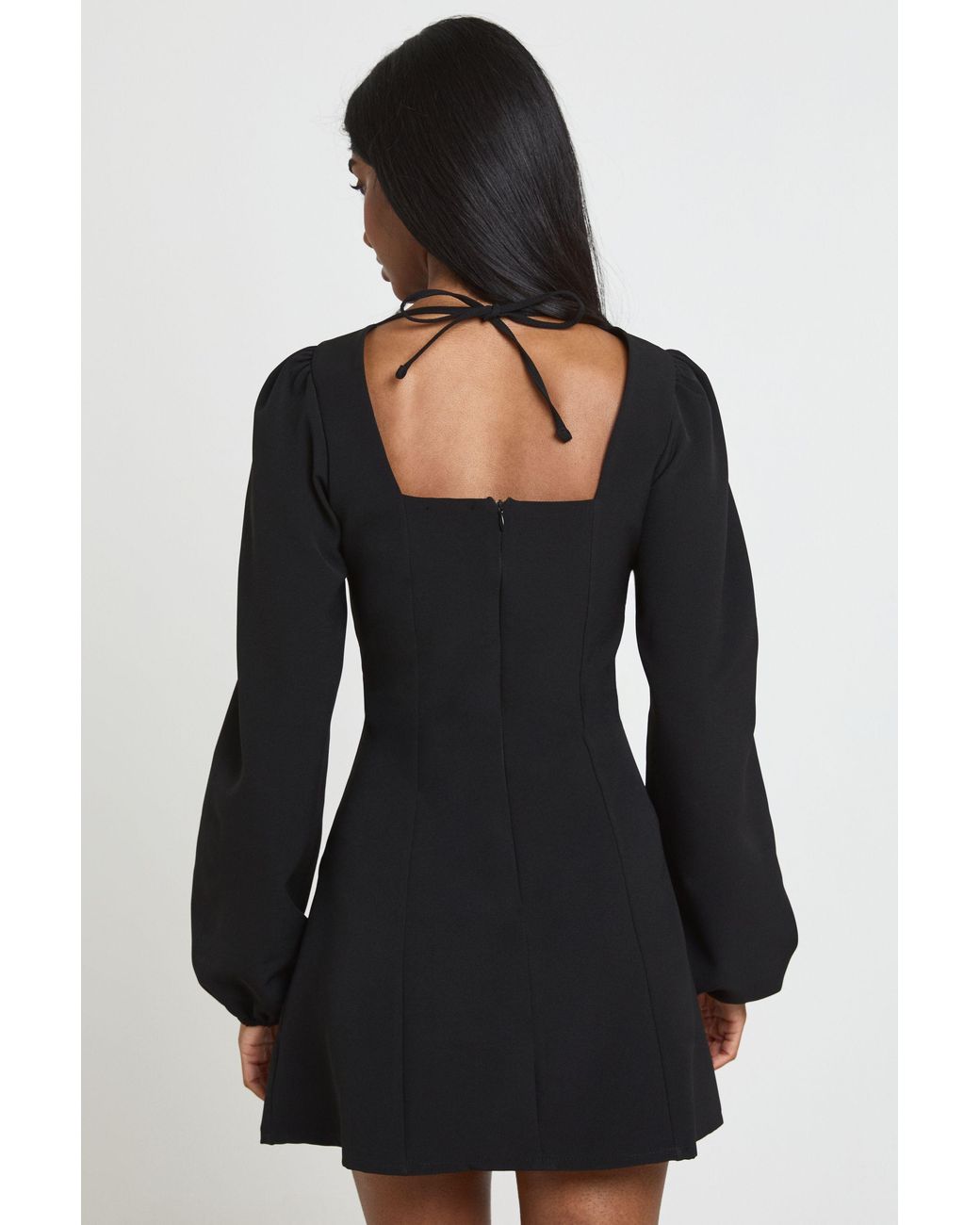Boohoo Black Volume Sleeve Fit & Flare Mini Dress