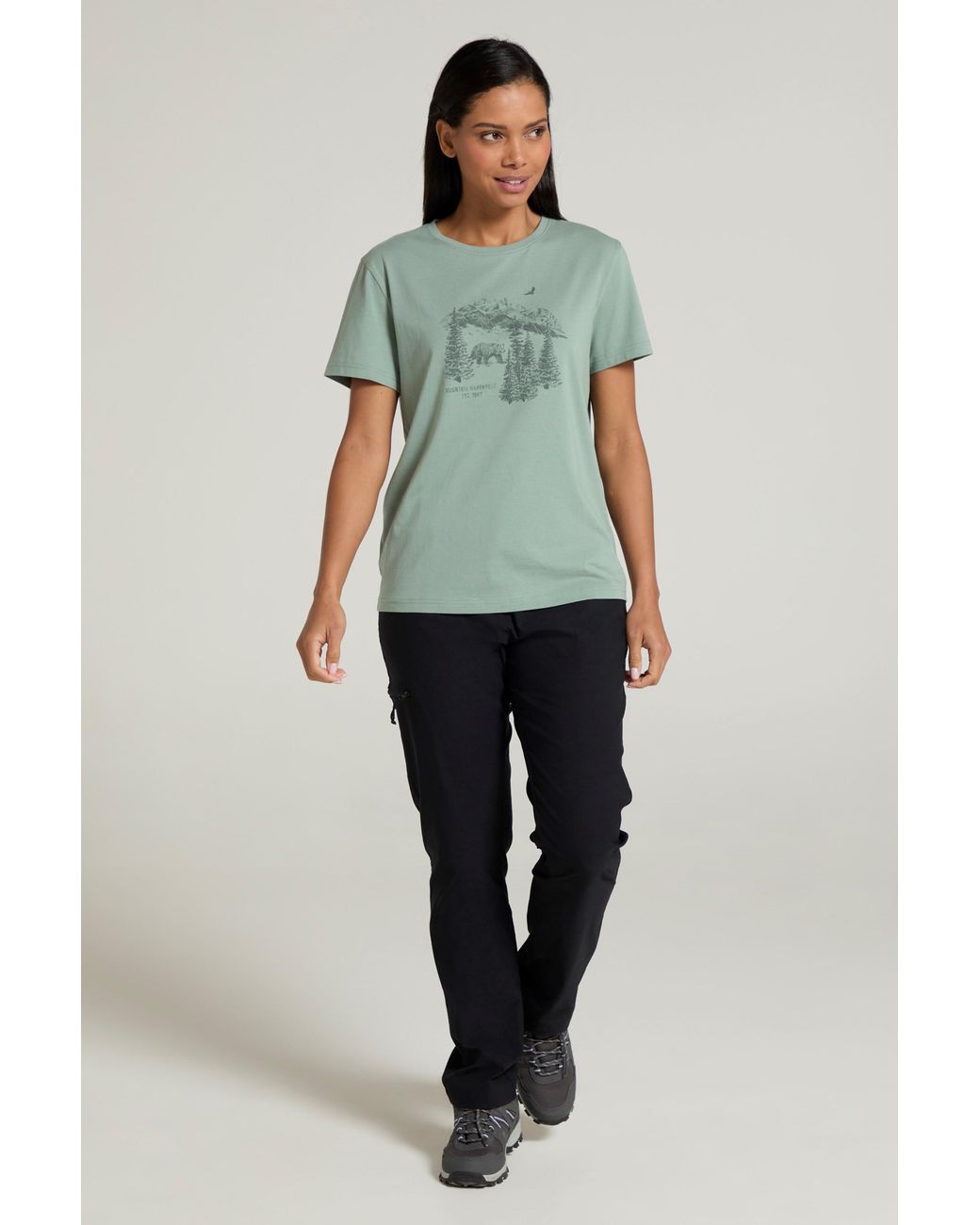 Mountain Warehouse Green 'Forest Bear' T-Shirt Loose Fit Breathable Everyday Tee Cotton
