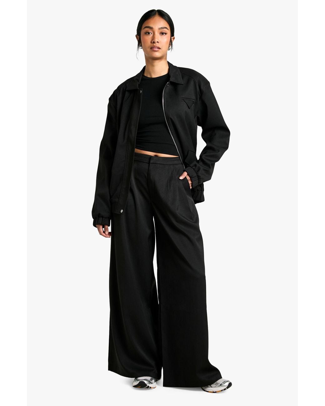 Boohoo Black Tailored Wide Leg Pants