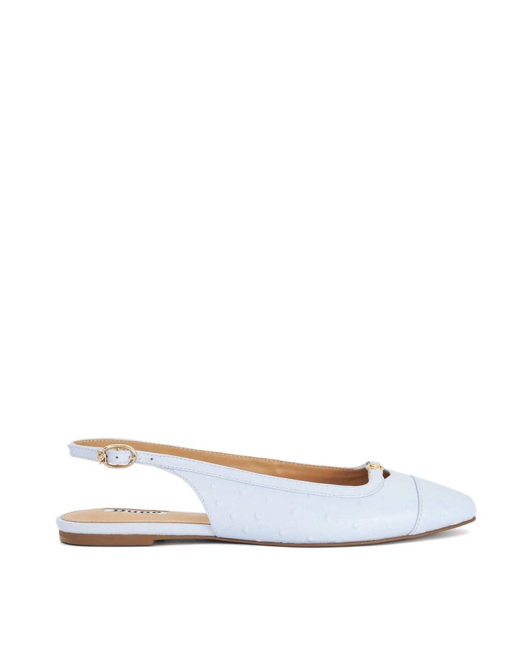 Dune White Hanna Suede Sling Back Logo Flats