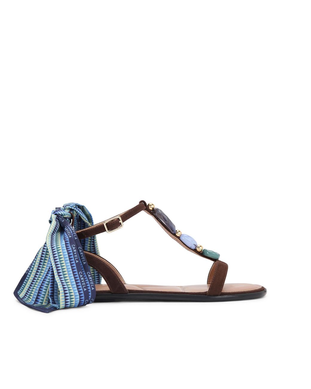 Carvela Kurt Geiger Blue Suede Sorrento Gem Flat Sandal Sandals