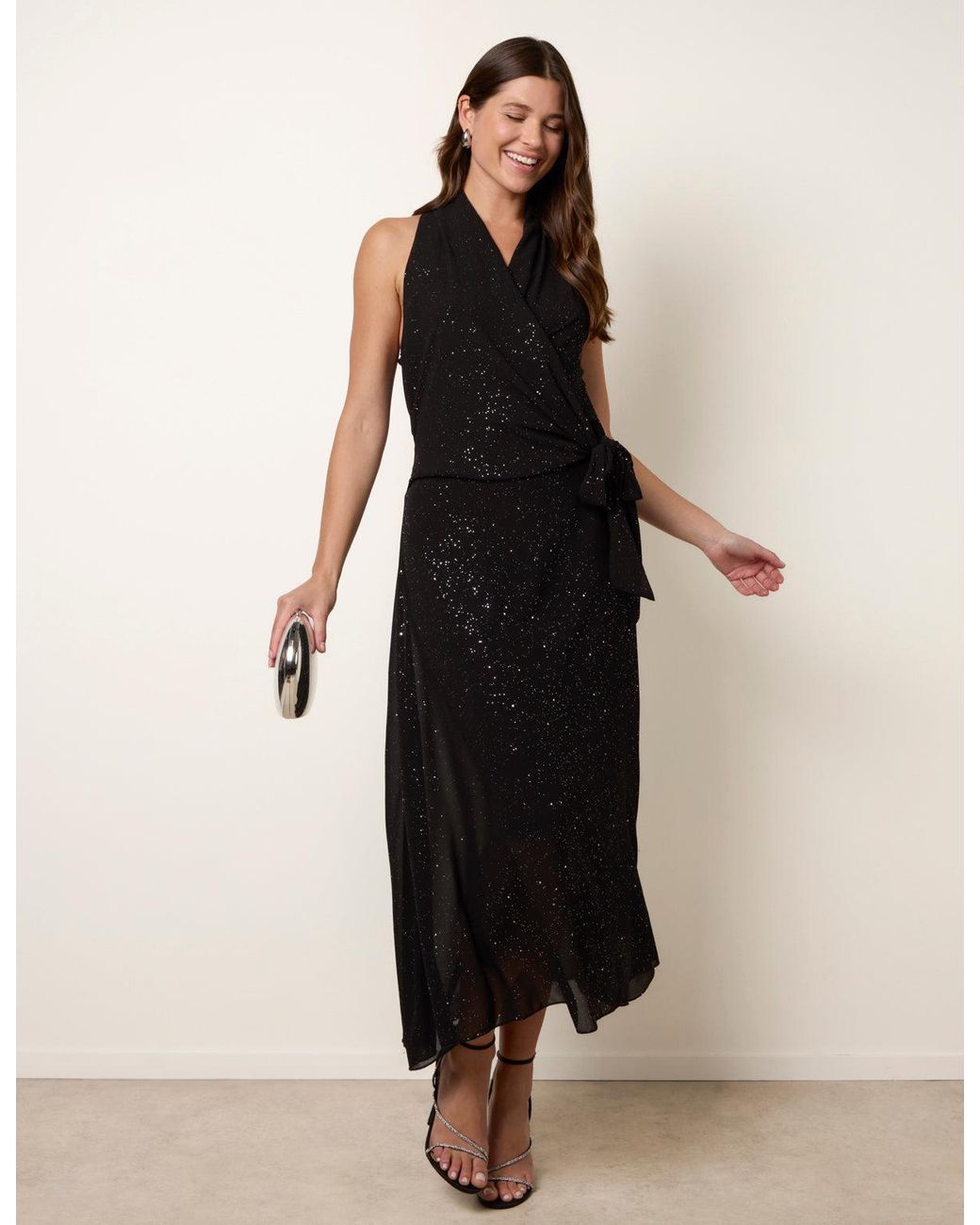 Blue Vanilla Natural Wrap Knit Halter Shape Dress