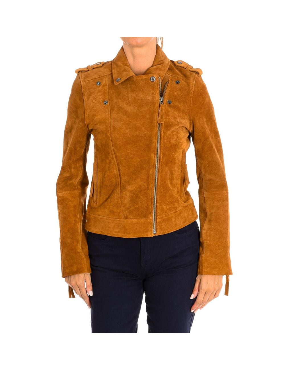 Karl Marc John Orange Short Long Sleeve Leather Jacket 9066