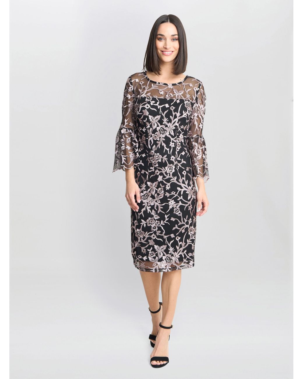 Gina Bacconi White Maxine Embroidered Shift Dress