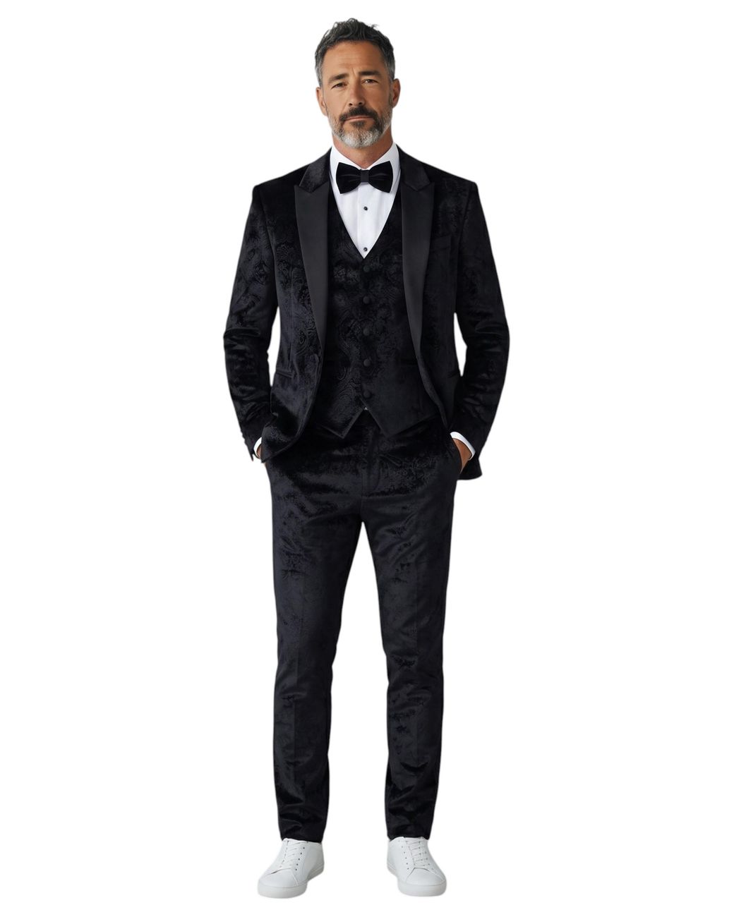 TruClothing Black3 Piece Velvet Wedding Tuxedo Formal Suit for men
