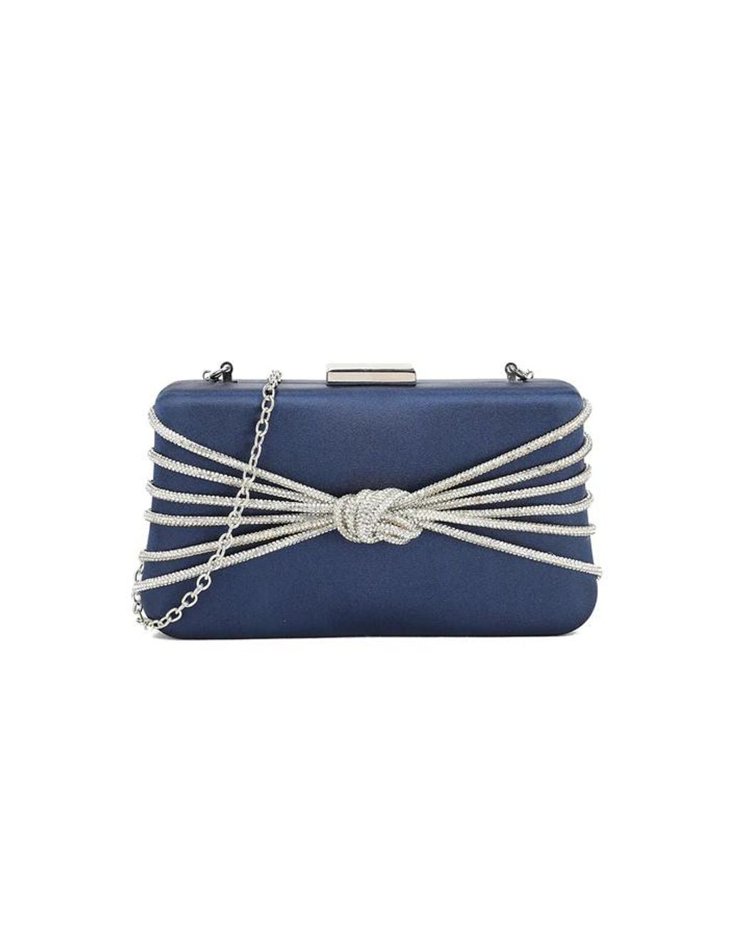 SVNX Blue Satin Diamante Knot Detail