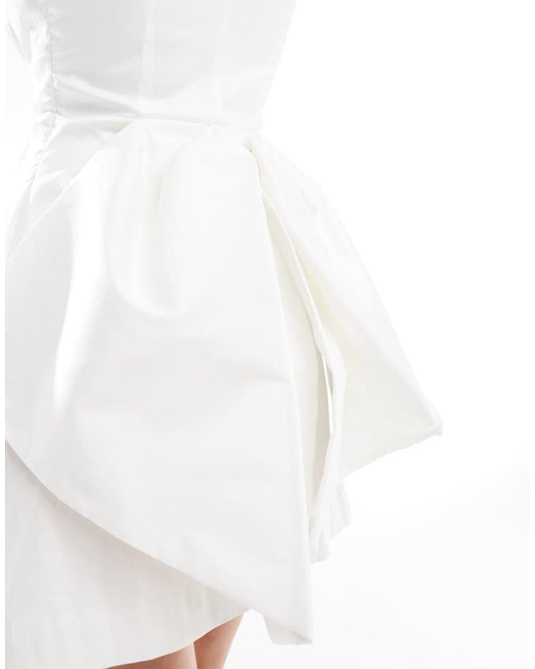 French Connection White Carey Satin Pleated Mini Dress With Bow Back