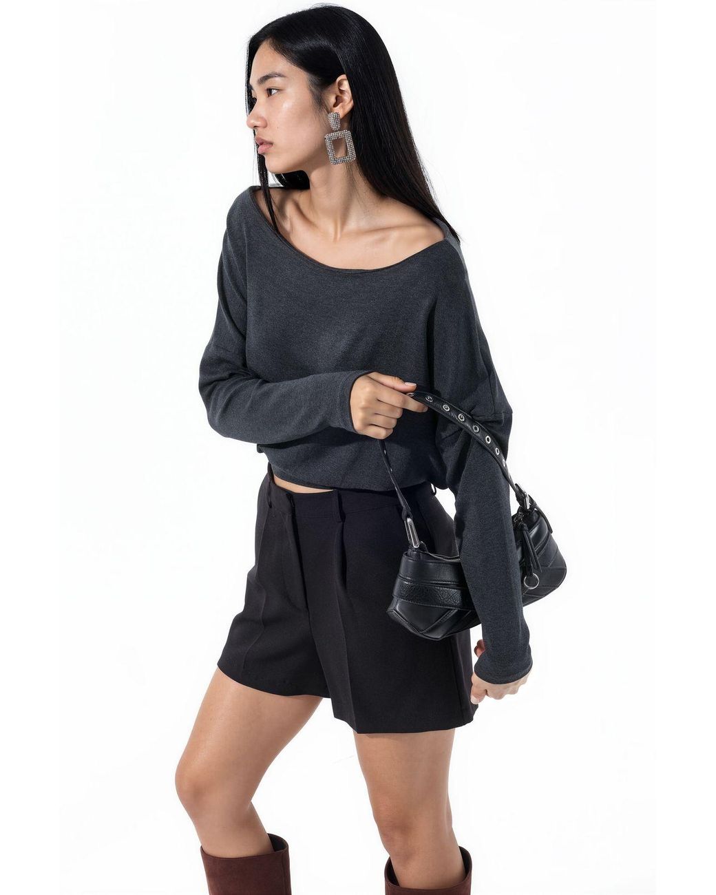 Busem Black Acrylic-Blend Blouse
