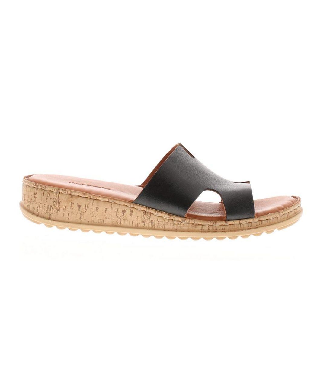 Hush Puppies Black Sandals Low Wedge Eloise Leather Slip On Leather (Archived)