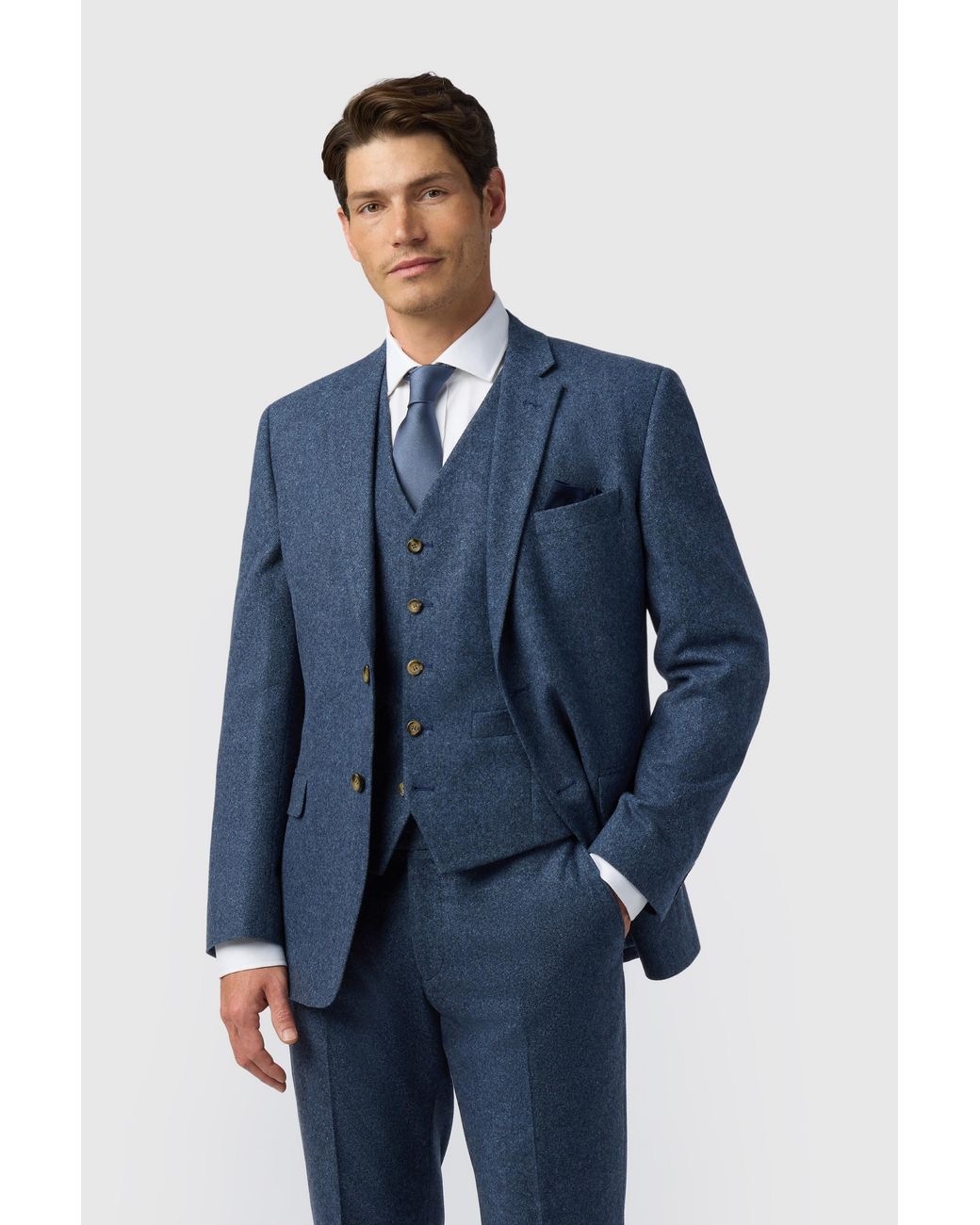 Alexandre Silver Label Blue Tailored Fit Donegal Jacket for men