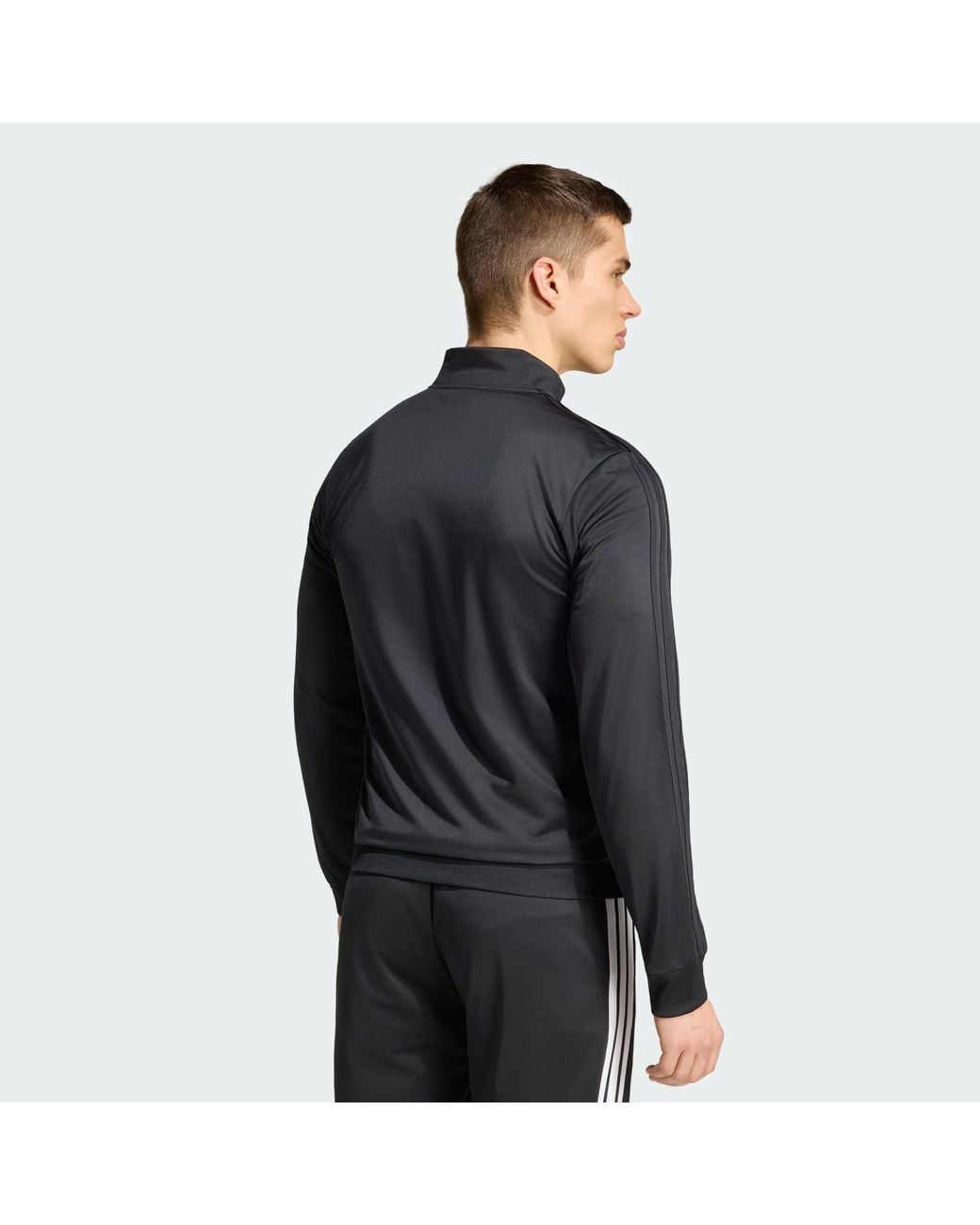Adidas Black Essentials Warm-Up 3-Stripes Track Jacket for men