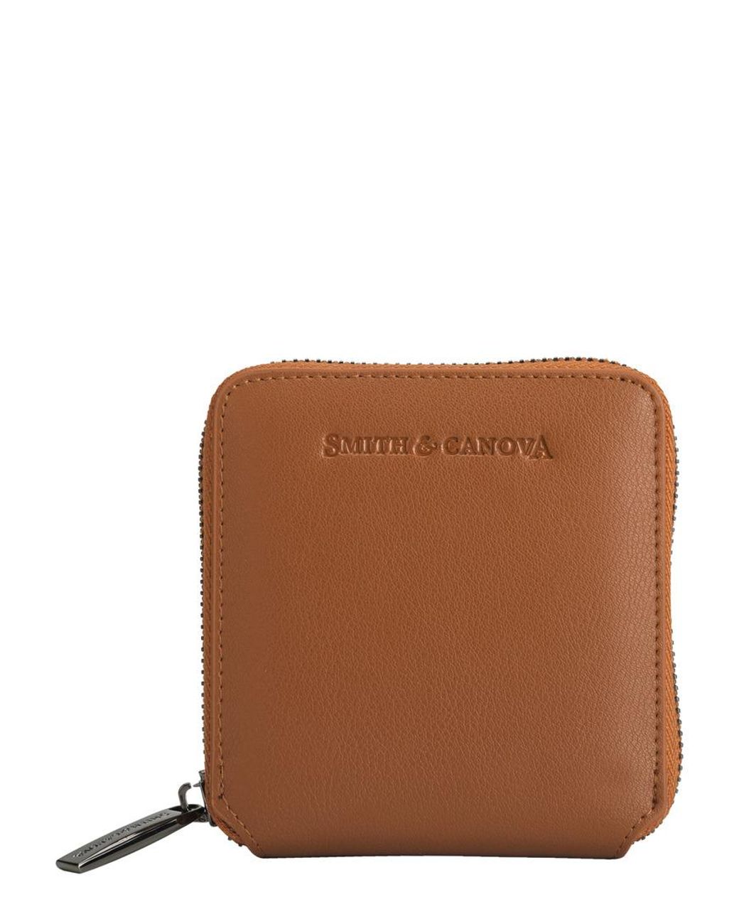 Smith & Canova Brown Smooth Leather Square Zip Purse