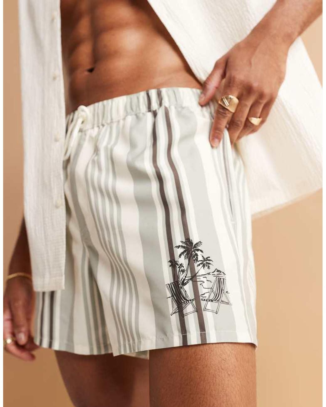 ASOS Natural Swim Shorts for men