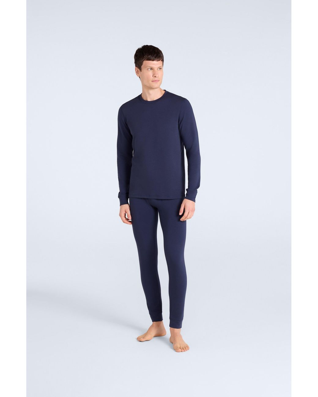 Mountain Warehouse Blue 'Blaze' Thermal Top Warm Cosy Long Sleeve Base Layer Tee Cotton for men