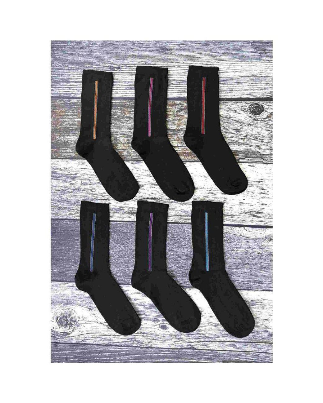 Sock Snob Blue 6 Pairs Formal Patterned Coloured Dress Cotton Socks for men