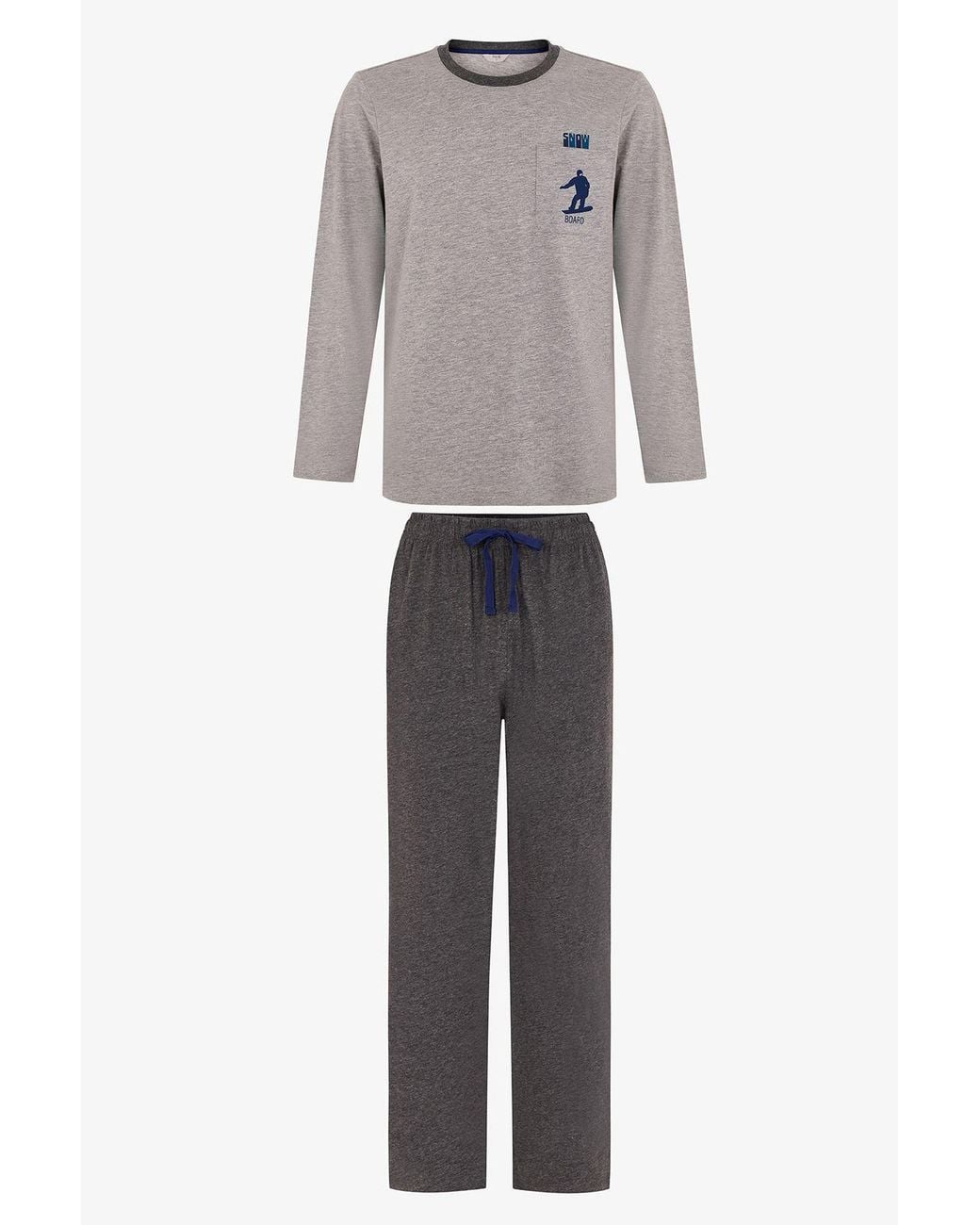 Penti White Snow Glide Long Sleeve Pajama Set for men