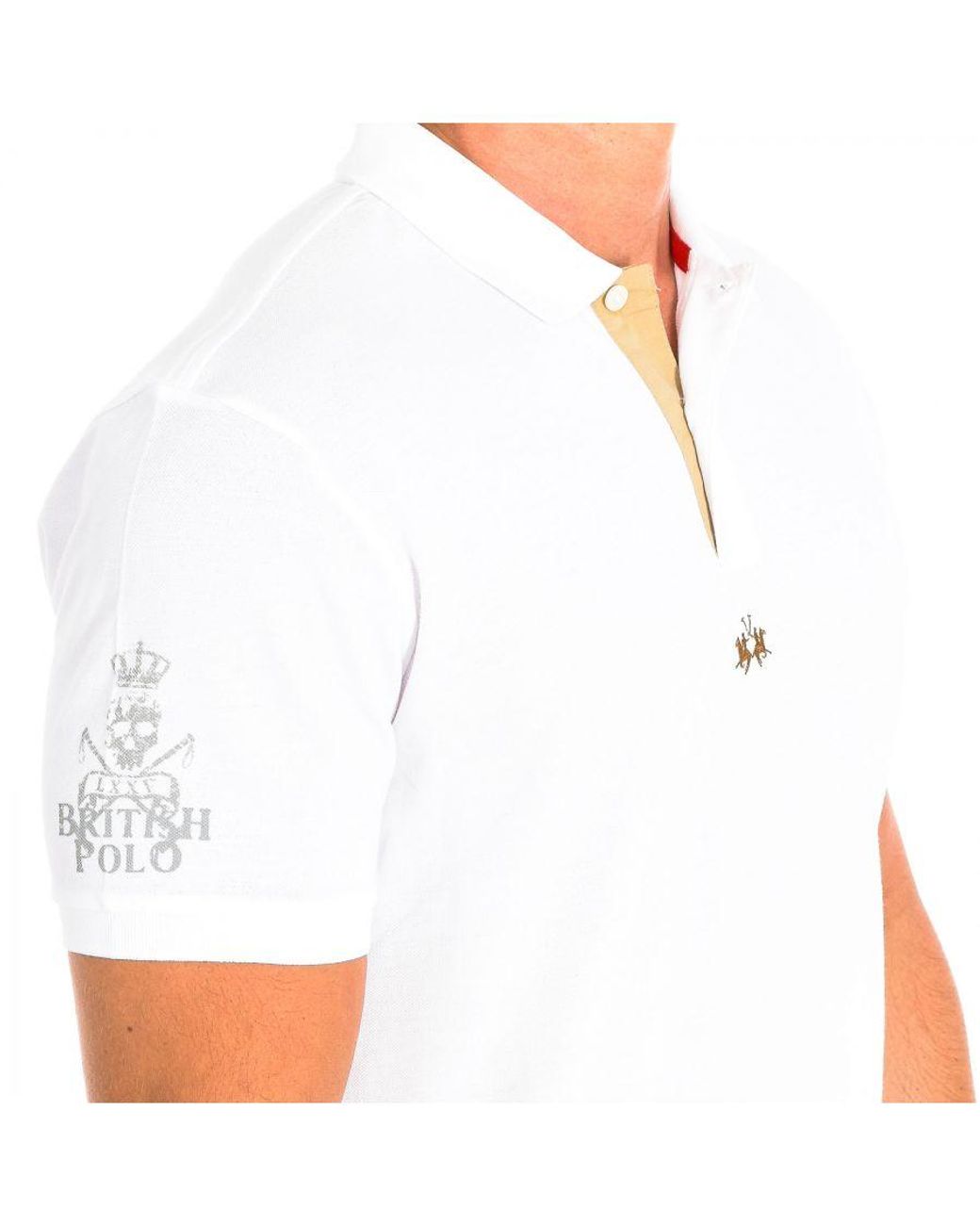 La Martina White Short Sleeve Polo Tmpe60-Pk097 for men