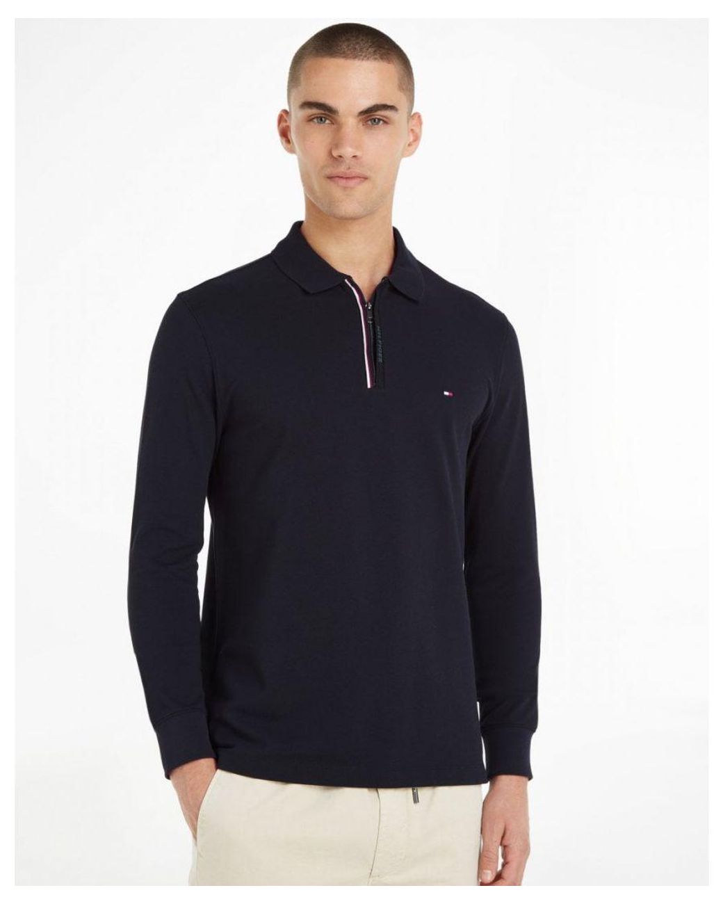 Tommy Hilfiger Gs Rwb Tipped Zip Long Sleeve Slim Fit Polo in Blue for Men  | Lyst UK