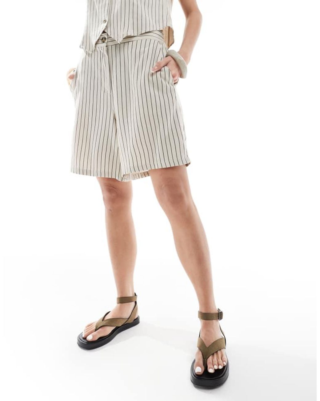 Vero Moda White Linen Touch Tailored Shorts Co-ord