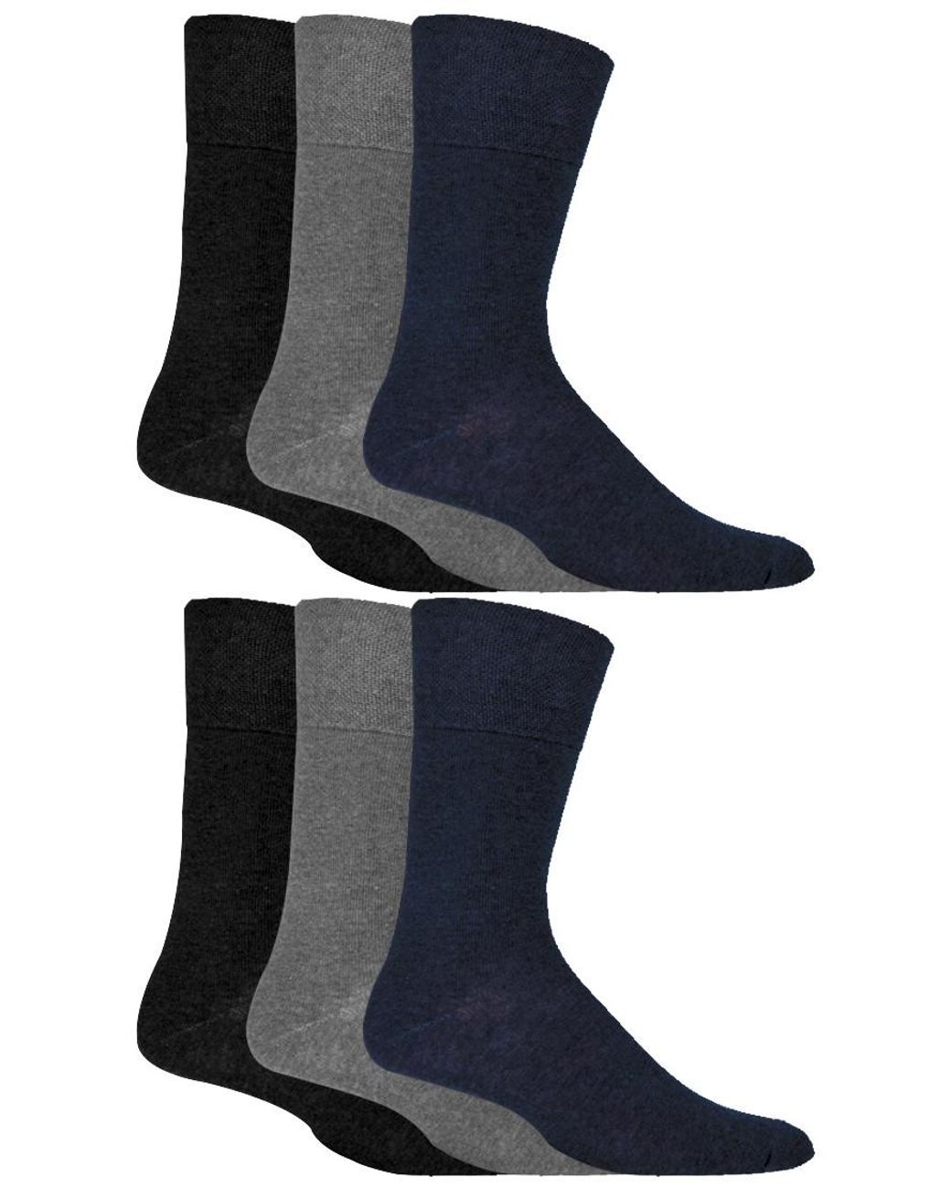 Gentle Grip Blue 6 Pair Multipack Diabetic Sock With Honey Comb Top And Hand Linked Toe Seams for men