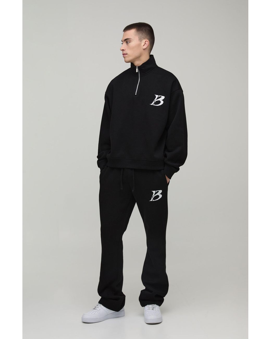 BoohooMAN Blue Oversized Boxy B 1/4 Zip Stacked Tracksuit for men