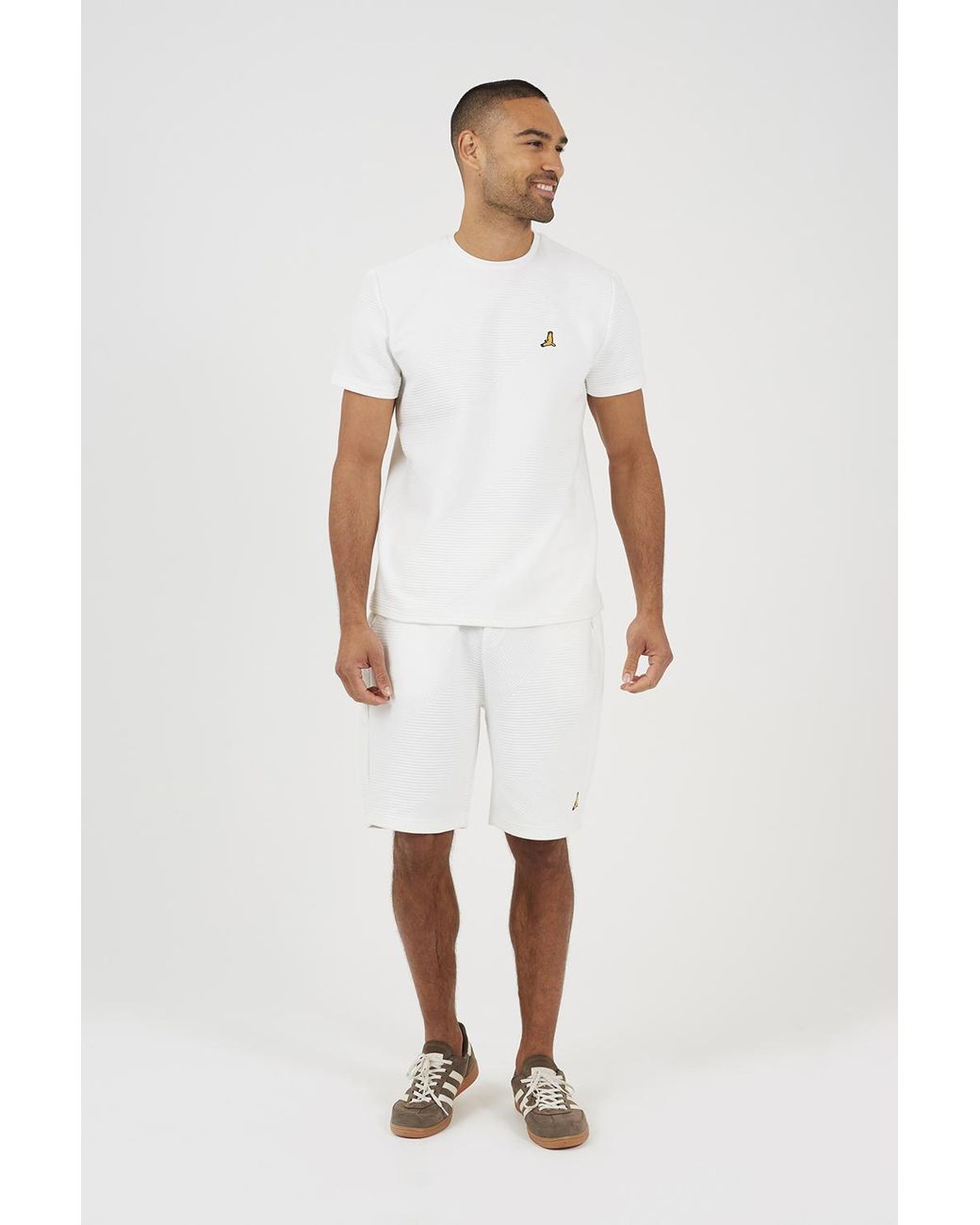 Brave Soul White Shorts With Badge Detail for men