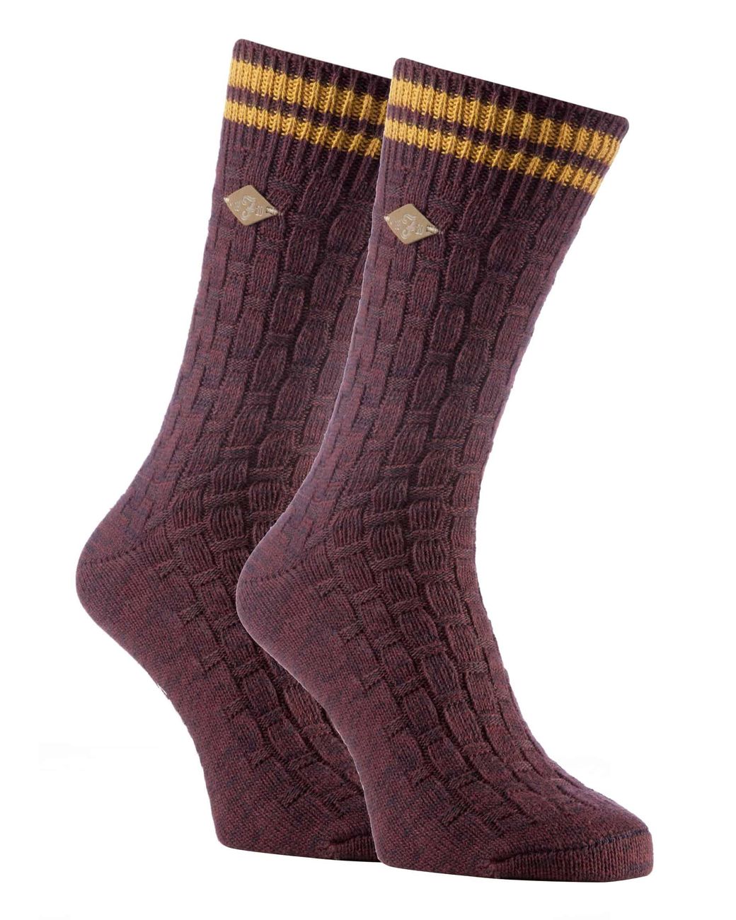 Farah Purple 2 Pack Thick Cotton Chunky Knitted Formal Boot Socks for men