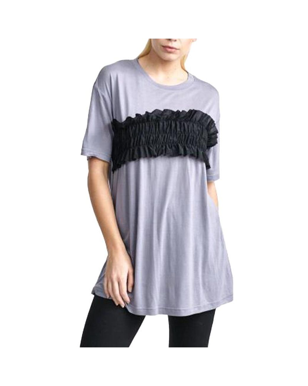 Brave Soul Black Nicole T Shirts Frill Short Sleeve Stretchy Tops