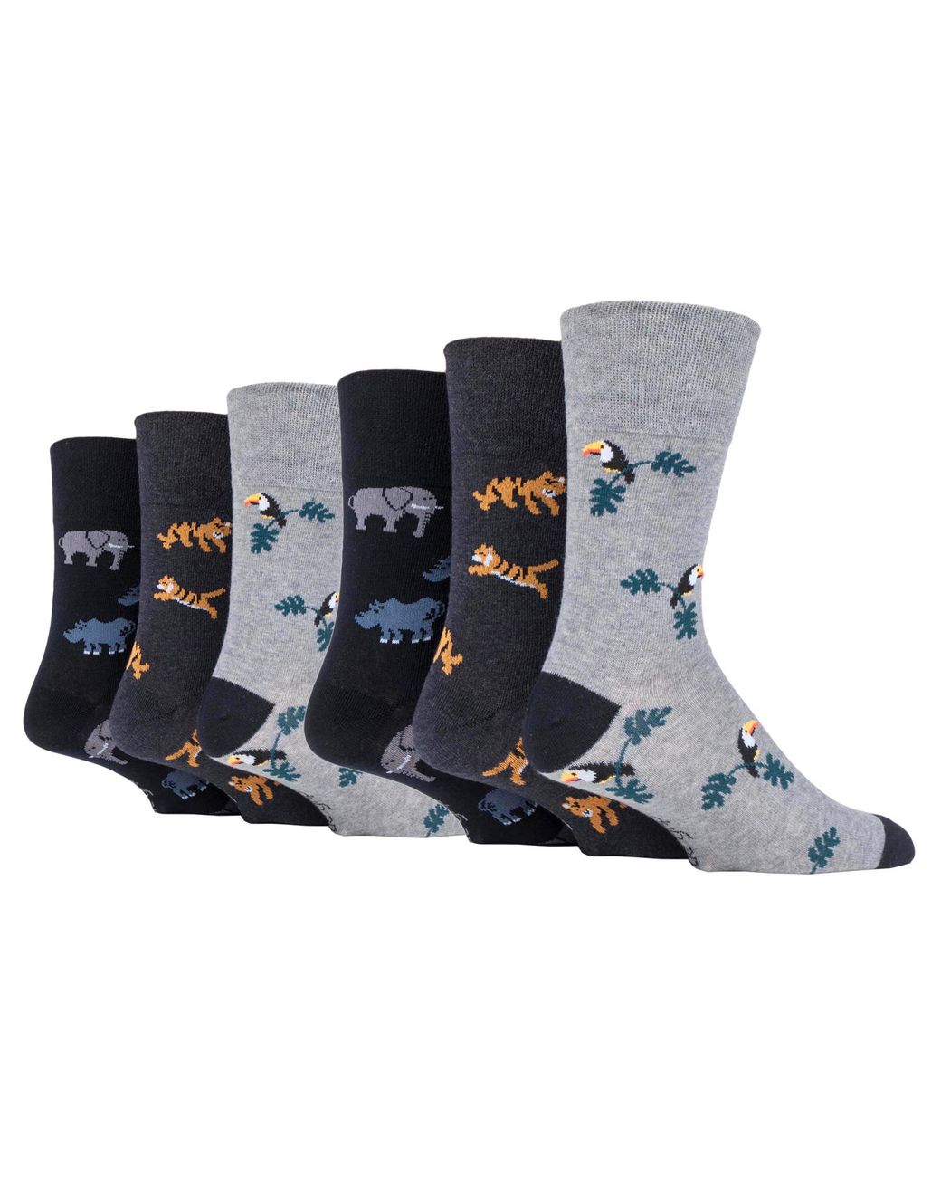 Gentle Grip Black 6 Pairs Non Elastic Socks for men