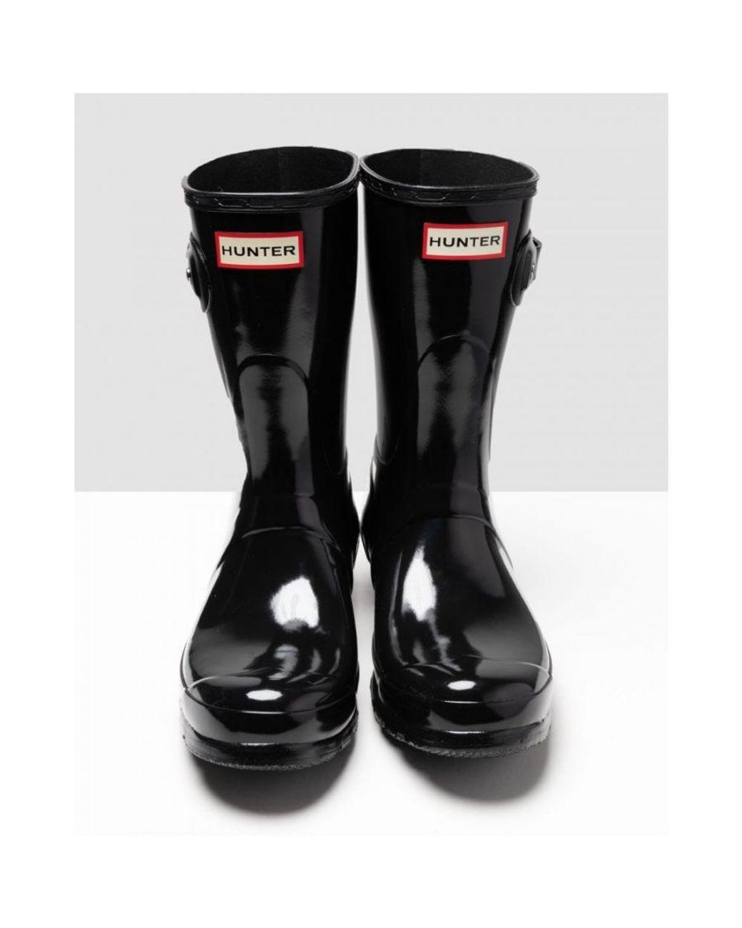 Hunter Black Original Short Gloss Ladies Wellingtons