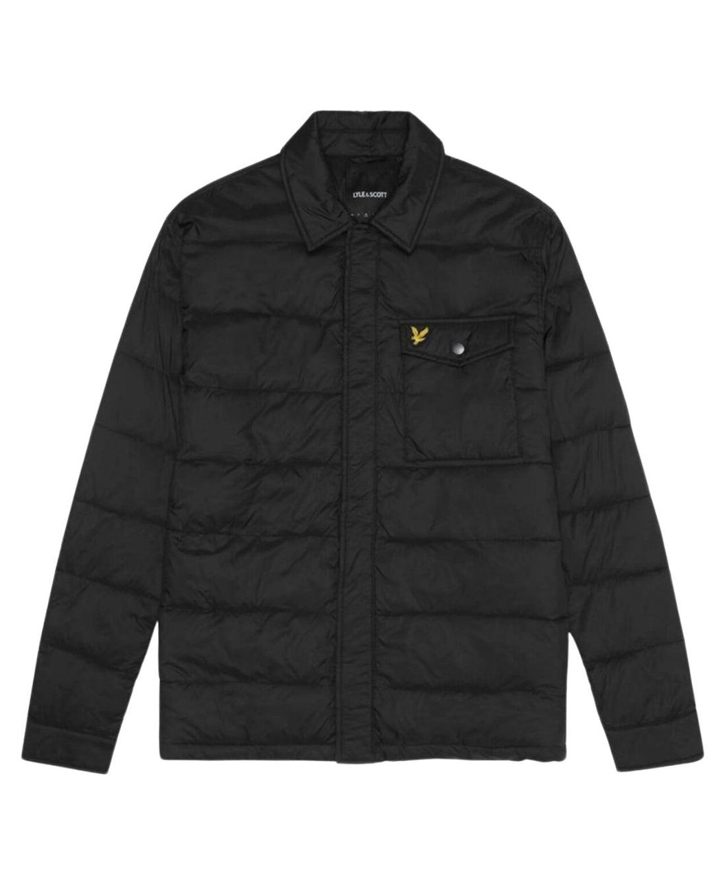 Lyle & Scott Black Branded Jet Wadded Collared Jacket for men