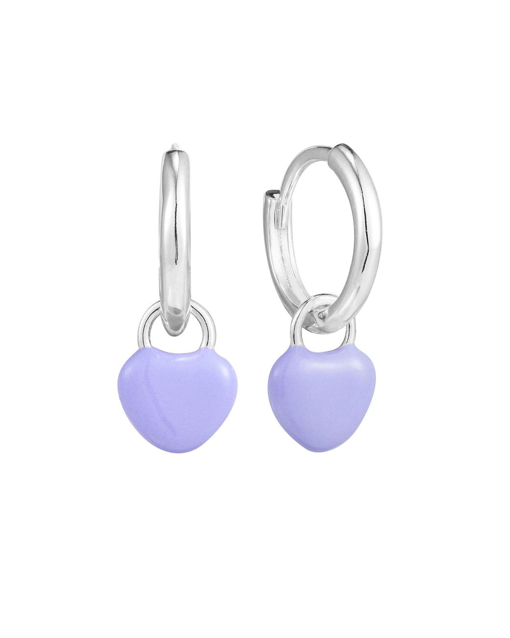 SEOL + GOLD Blue Sterling Heart Charm Enamel Hoops