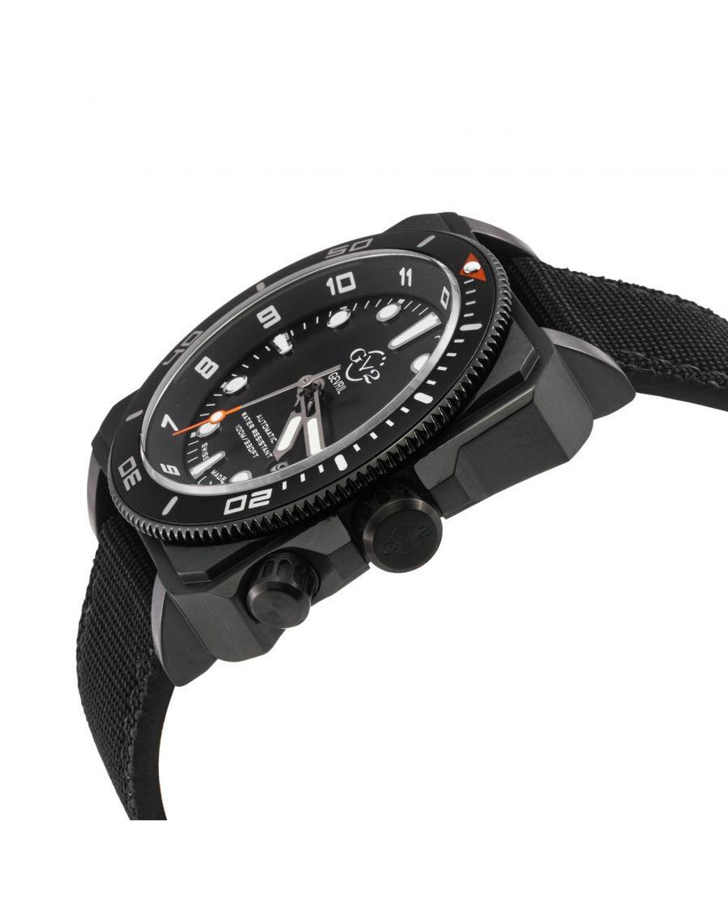 Gv2 Black Xo Submarine Sellita Sw220 Swiss Automatic Dial, Genuine Canvas Watch for men