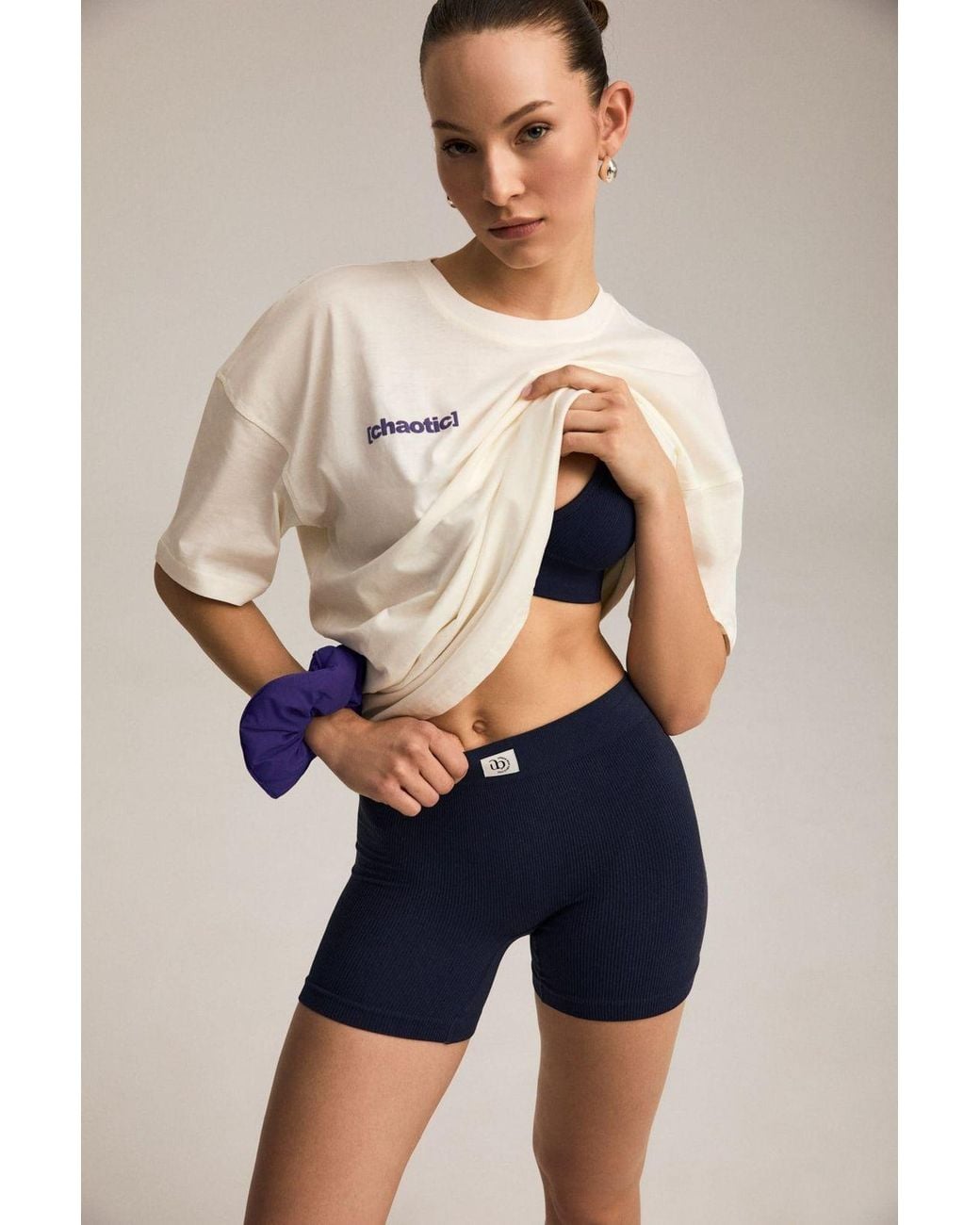 Grimelange Blue Slim Fit Crew Neck Printed T-Shirt