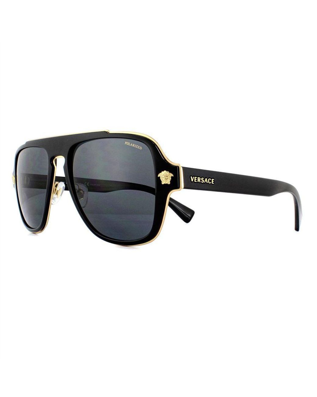 Versace Gray Aviator Polarized Sunglasses Metal for men