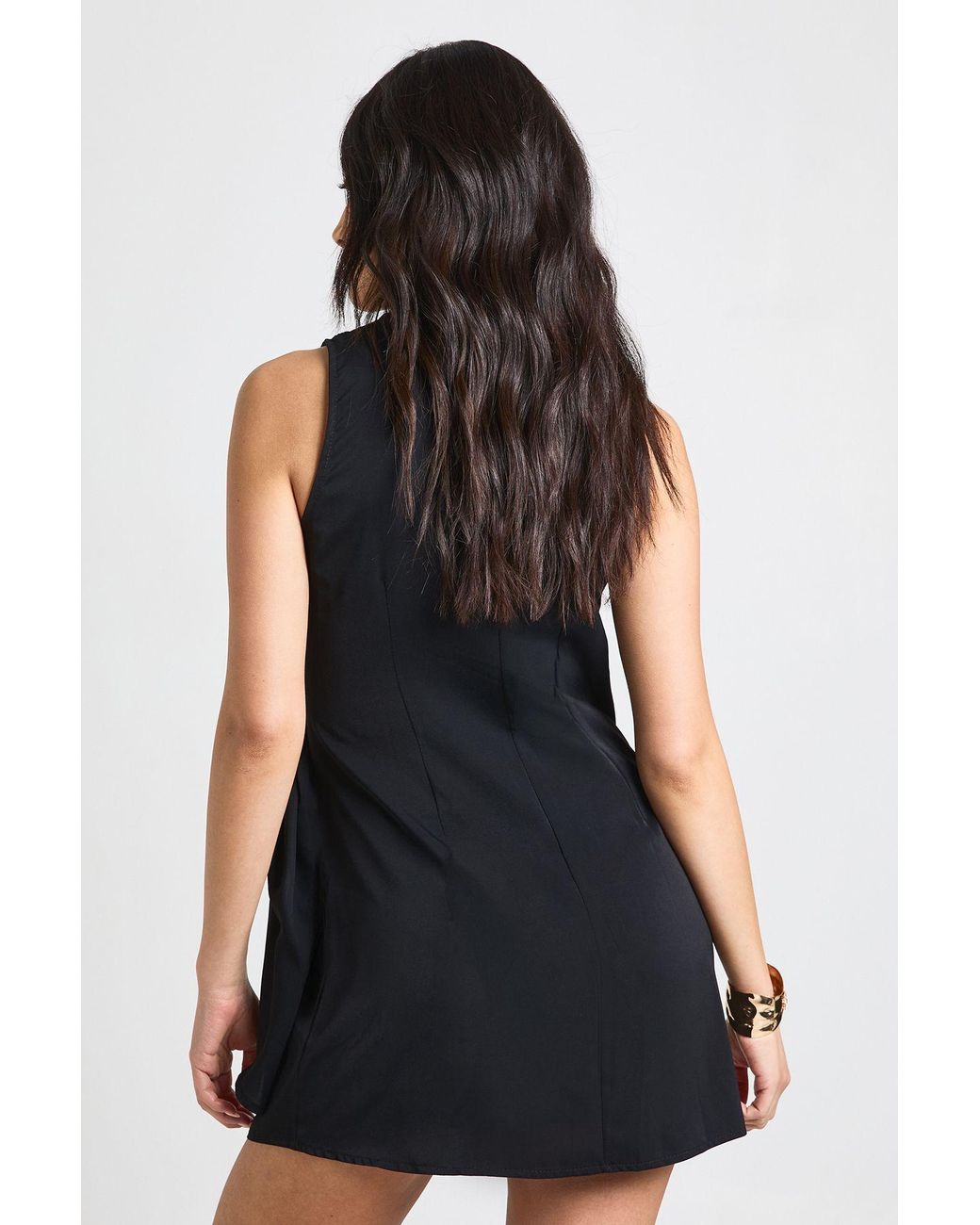 Boohoo Black Cowl Neck Drape Side Woven Mini Dress