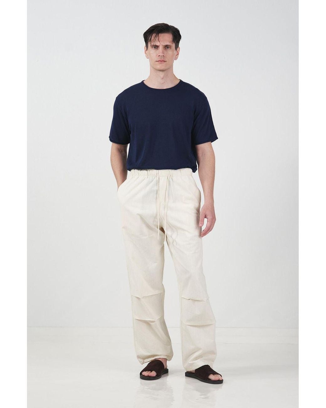 Giesto Blue Tencel Straight-Leg Joggers for men